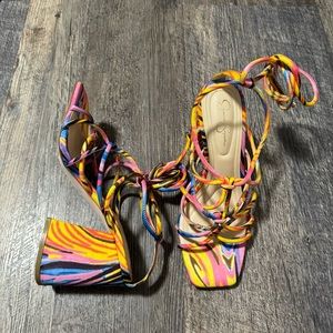 JESSICA SIMPSON OZIAS LACE UP HEELS